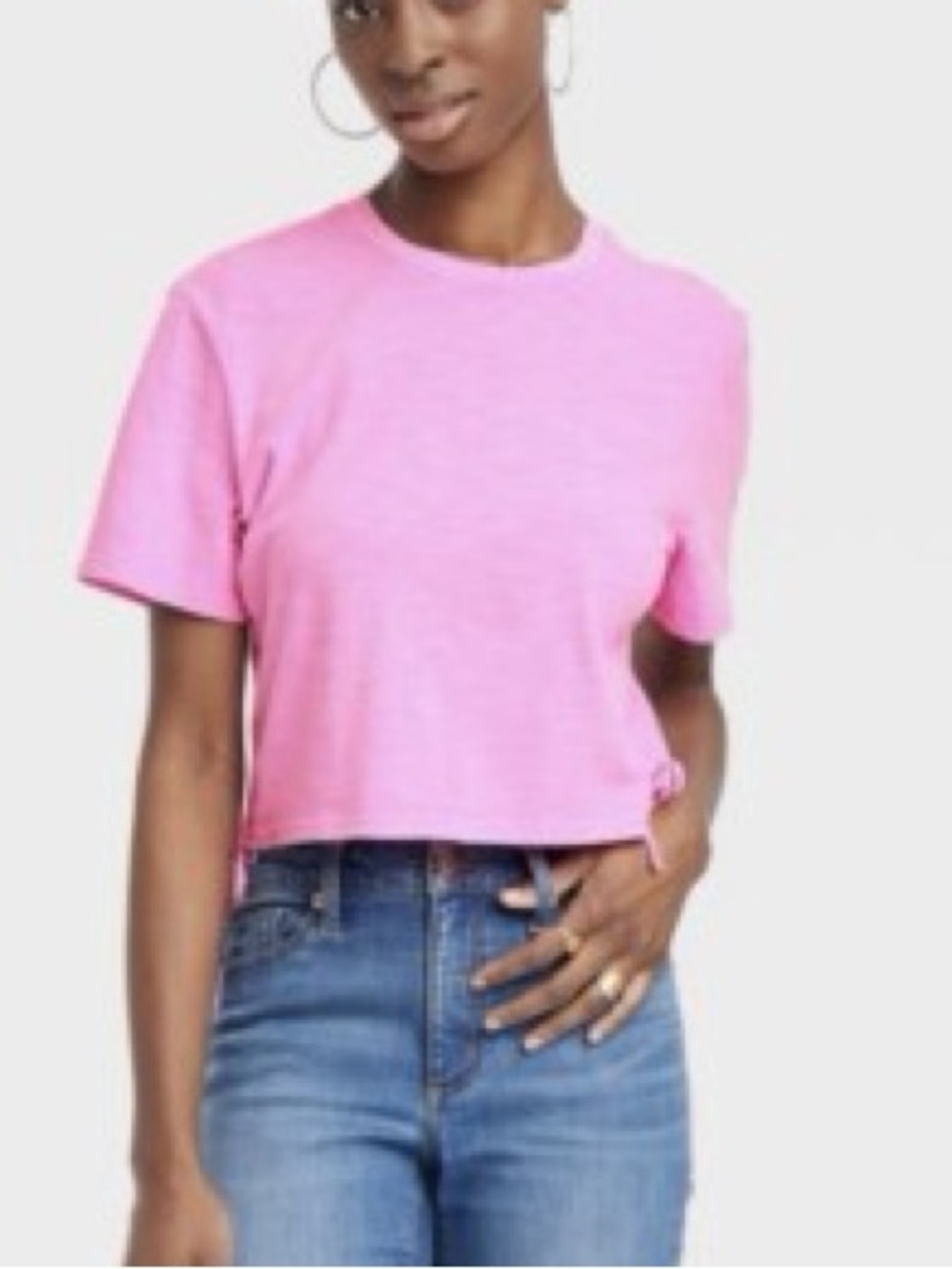 Universal Thread Pink Cropped Crewneck Tee